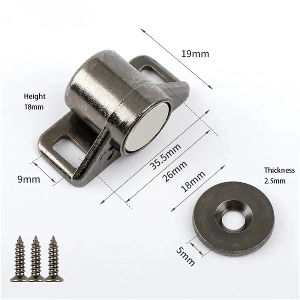 Magnetic Cabinet Latch Zinc Alloy Door Catch Furniture Door Stopper for Children Safety - Black - 7
