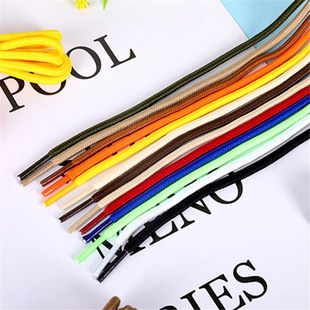 1 Pair Round 4mm Polyester Shoelaces Sneakers Hiking Shoes Hoods Trouser Ropes, 1.2m - White - 3