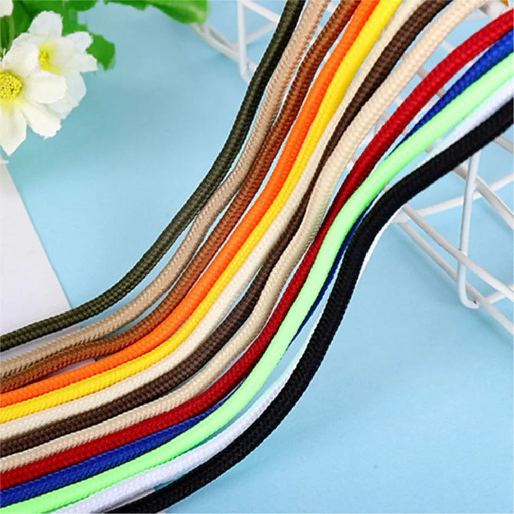 1 Pair Round 4mm Polyester Shoelaces Sneakers Hiking Shoes Hoods Trouser Ropes, 1.2m - White - 4