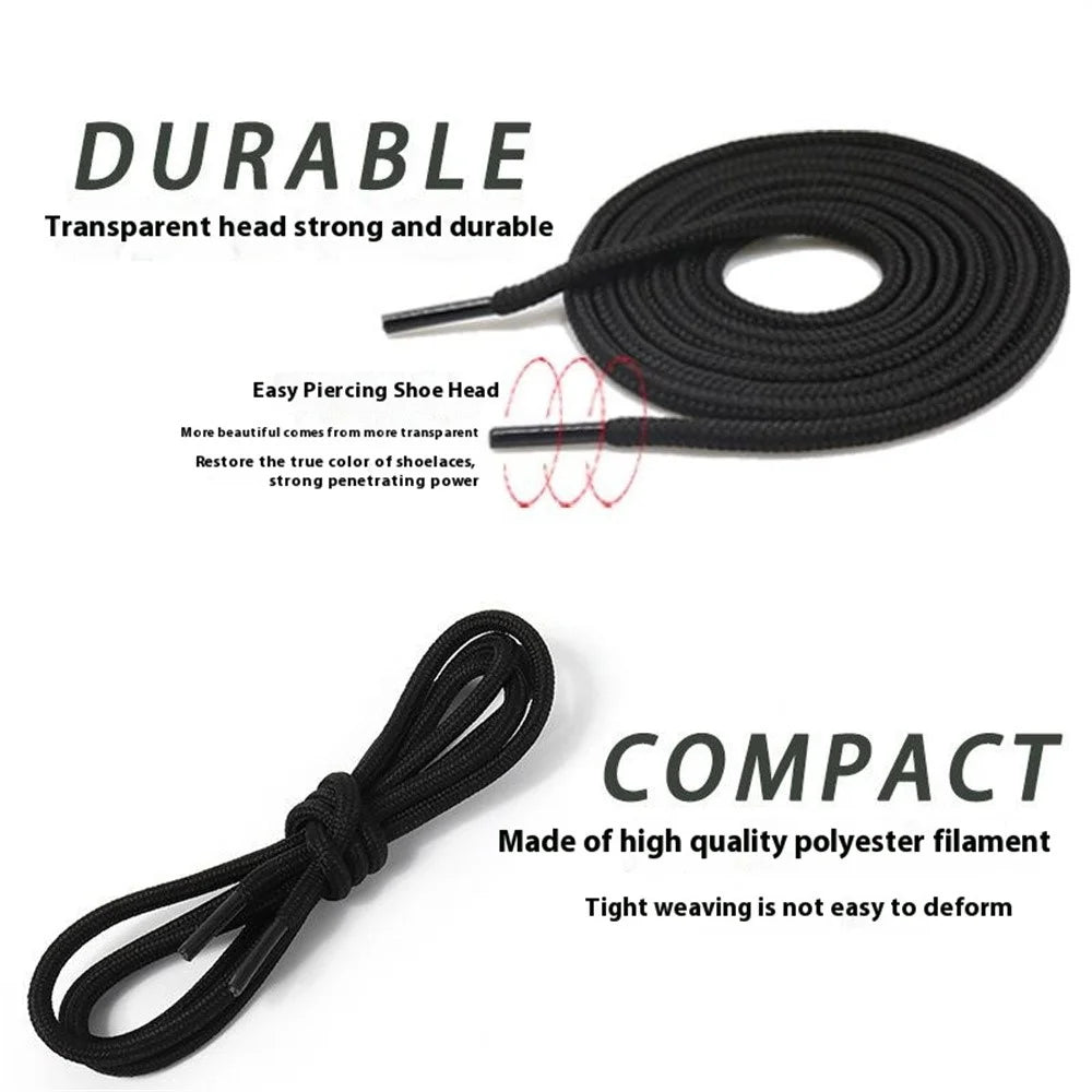 1 Pair Round 4mm Polyester Shoelaces Sneakers Hiking Shoes Hoods Trouser Ropes, 1.2m - White - 6