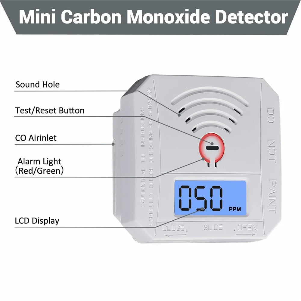 Mini Carbon Monoxide Detector with LCD Display Home Safety CO Alarm Sensor - Style A - 2