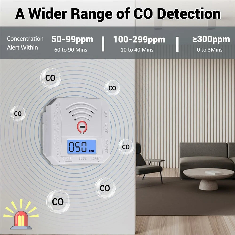 Mini Carbon Monoxide Detector with LCD Display Home Safety CO Alarm Sensor - Style A - 3