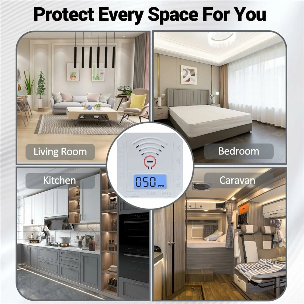 Mini Carbon Monoxide Detector with LCD Display Home Safety CO Alarm Sensor - Style A - 6