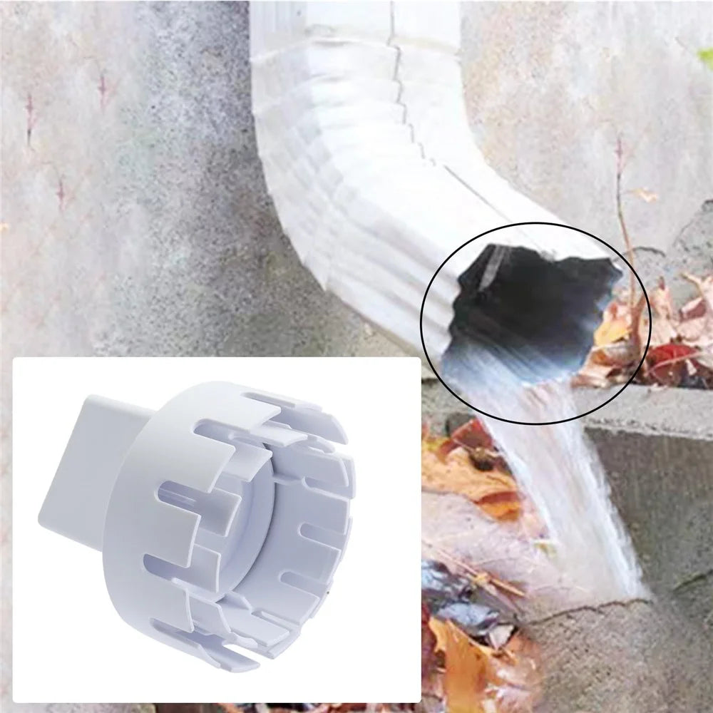 2x3 Inch Drain Pipe Draining Rain Gutter PVC Drain Connector Downspout Adapter - White - 1