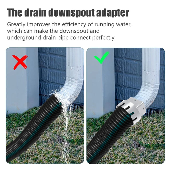 2x3 Inch Drain Pipe Draining Rain Gutter PVC Drain Connector Downspout Adapter - White - 5