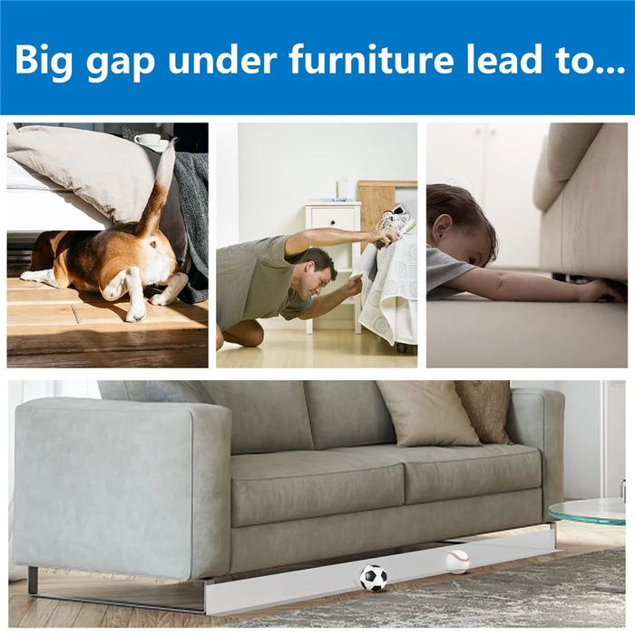 Under Couch Guards Blocker 3m PVC Strap Baffle Bottom Gap Bumper Barrier for Under Sofa Bed - Black - 4