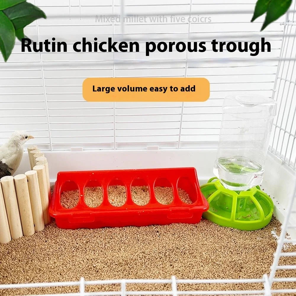 Flip Top Poultry Feeder 12 Holes Plastic Feeding Tray for Chicken Duckling Bird - 2