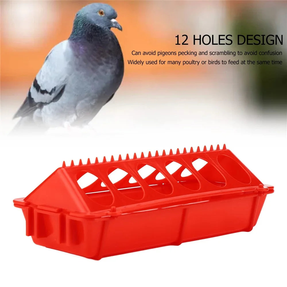 Flip Top Poultry Feeder 12 Holes Plastic Feeding Tray for Chicken Duckling Bird - 4