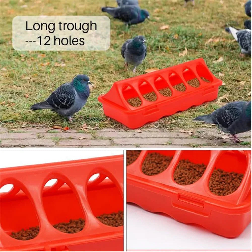 Flip Top Poultry Feeder 12 Holes Plastic Feeding Tray for Chicken Duckling Bird - 5