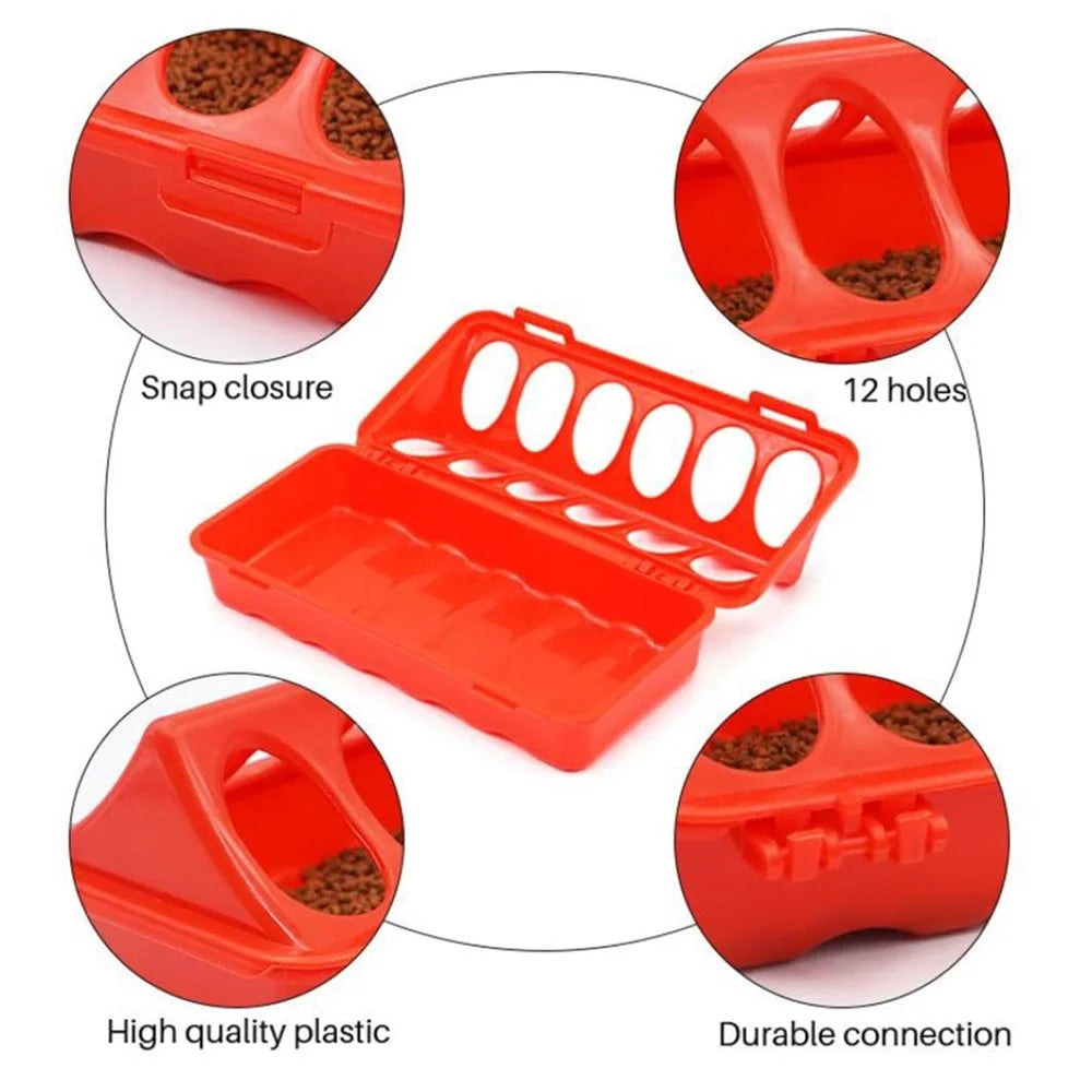 Flip Top Poultry Feeder 12 Holes Plastic Feeding Tray for Chicken Duckling Bird - 6
