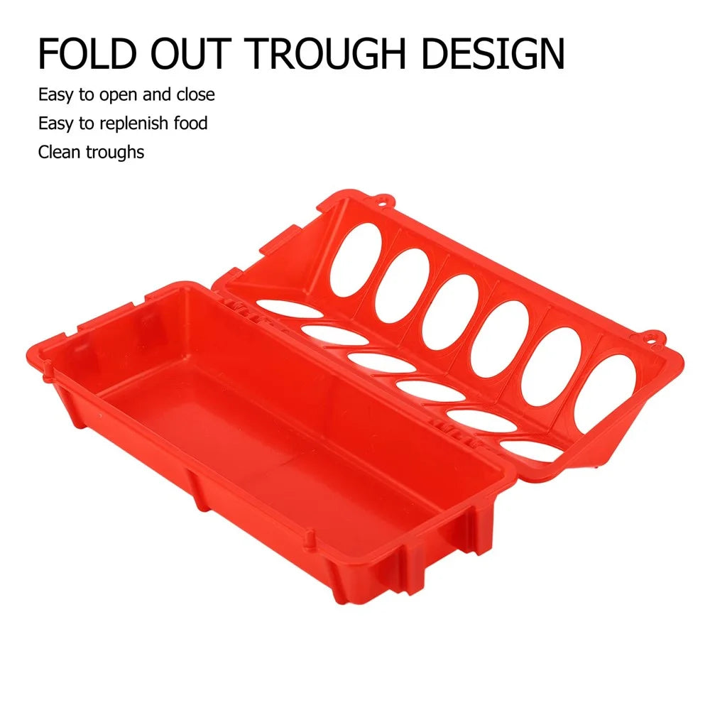 Flip Top Poultry Feeder 12 Holes Plastic Feeding Tray for Chicken Duckling Bird - 7