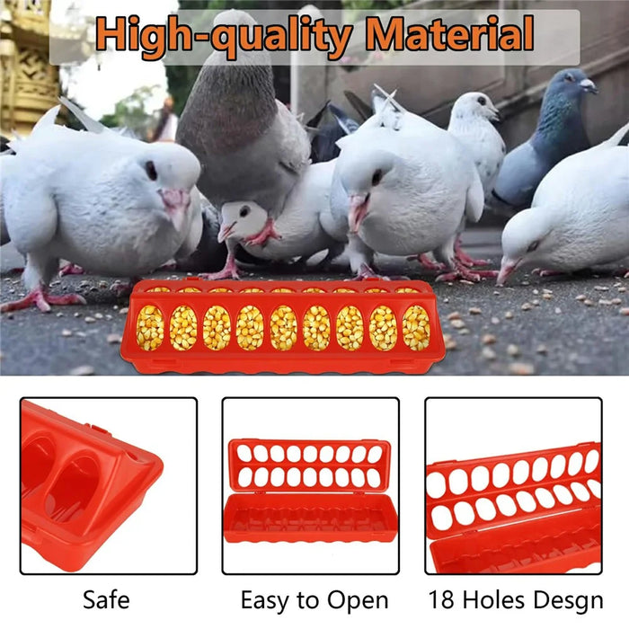 Flip Top Poultry Feeder 18 Holes Plastic Feeding Tray for Chicken Duckling Bird - 4