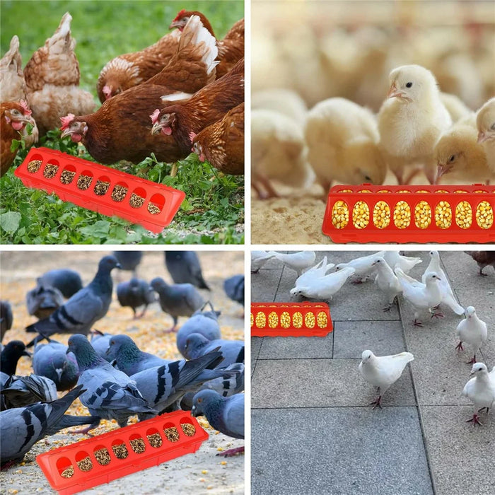 Flip Top Poultry Feeder 18 Holes Plastic Feeding Tray for Chicken Duckling Bird - 6