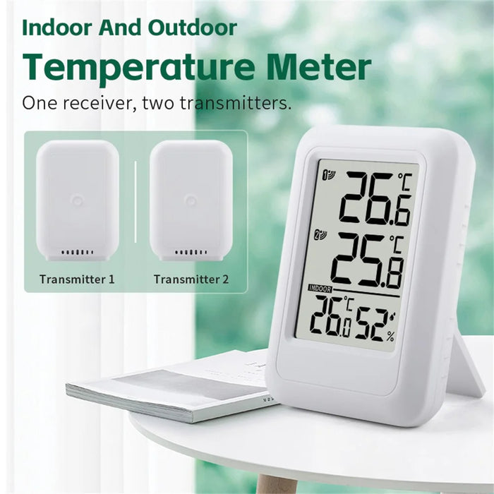 TS-FT0402 Wireless Indoor Outdoor Greenhouse Thermometer Digital Temperature Meter, 1 Receiver + 2 Transmitter - 2