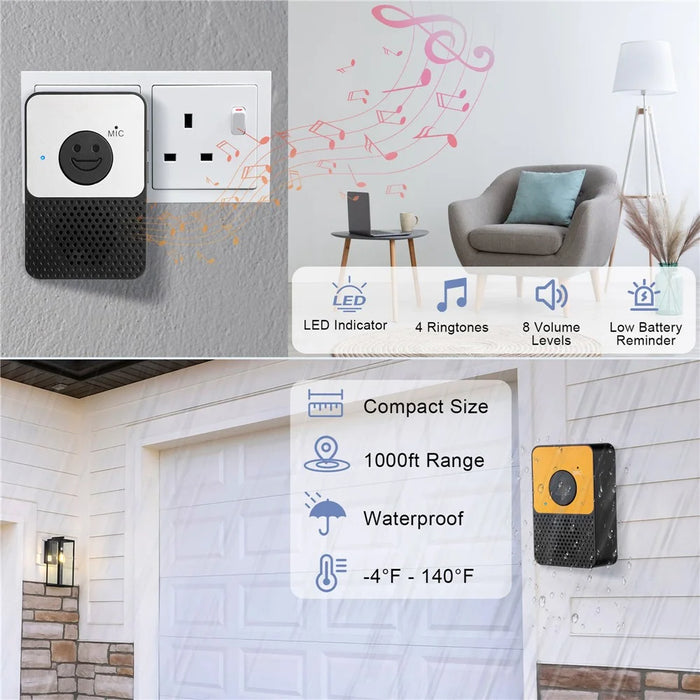 D30 Wireless Voice Intercom Doorbell Volume Adjustable Two Way Talk Door Bell - 3