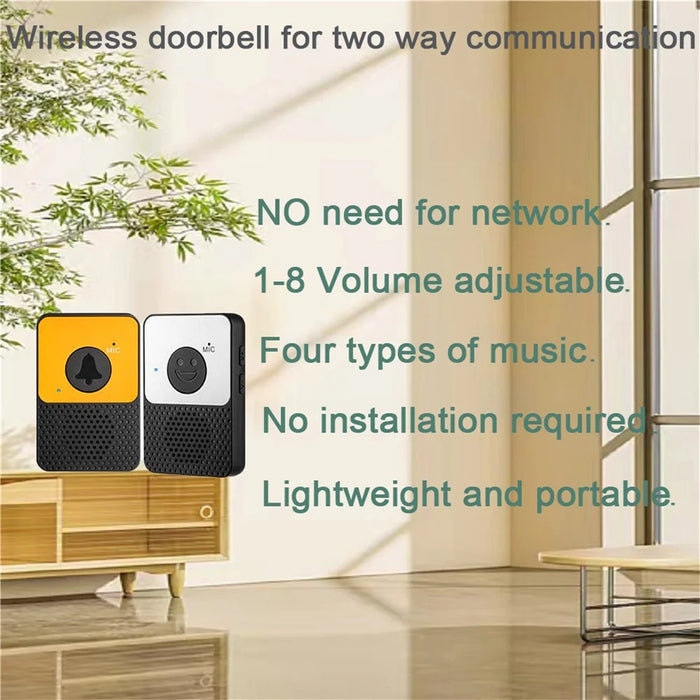 D30 Wireless Voice Intercom Doorbell Volume Adjustable Two Way Talk Door Bell - 6