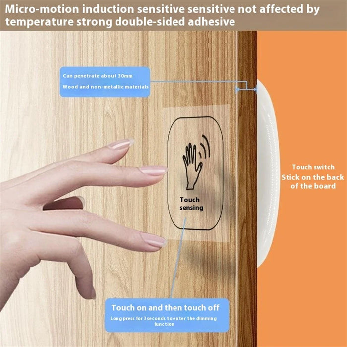 Drill Free Partition Touch Sensor Switch for Wardrobe Light Kitchen Cabinet Lamp - Central Control / White - 4