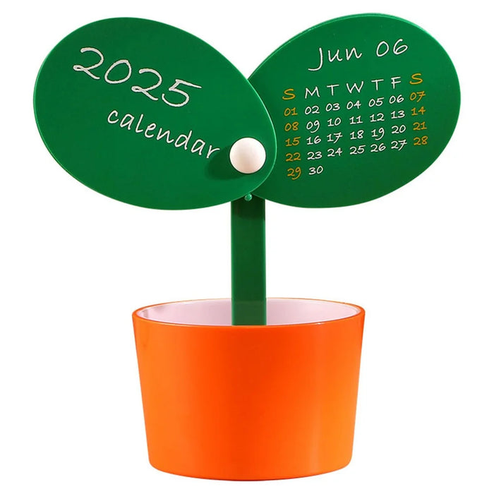 2025 Creative Plant Shaped Desktop Calendar with Pen Holder, DIY Planner - Orange - 1