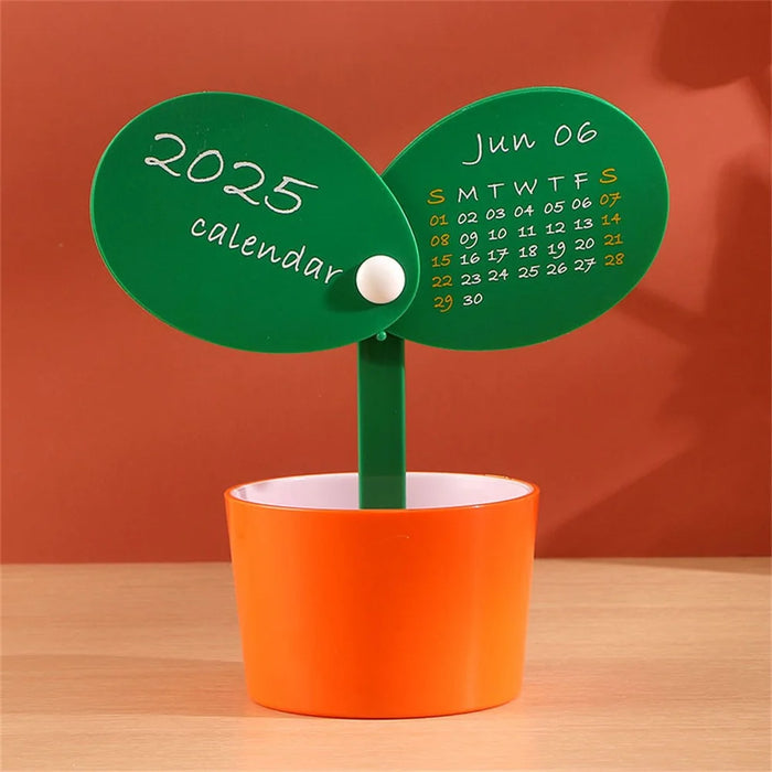 2025 Creative Plant Shaped Desktop Calendar with Pen Holder, DIY Planner - Orange - 2