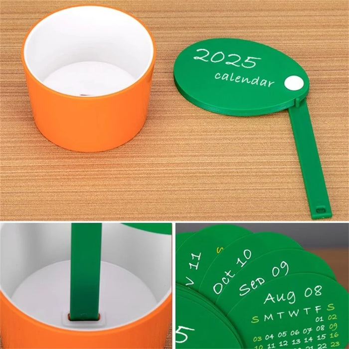 2025 Creative Plant Shaped Desktop Calendar with Pen Holder, DIY Planner - Orange - 3
