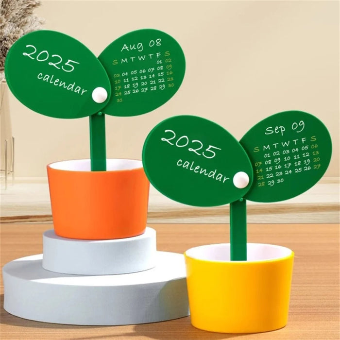 2025 Creative Plant Shaped Desktop Calendar with Pen Holder, DIY Planner - Orange - 5