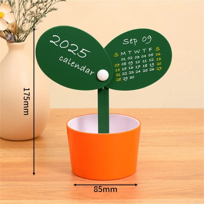 2025 Creative Plant Shaped Desktop Calendar with Pen Holder, DIY Planner - Orange - 6