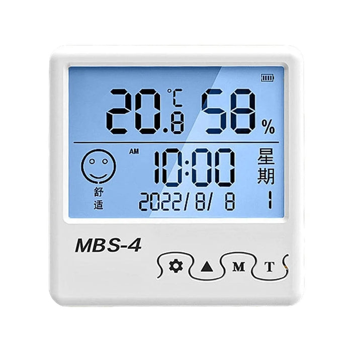 MBS-4 Digital Hygrometer Thermometer High Precision Meter with Clock for Indoor Use - 2