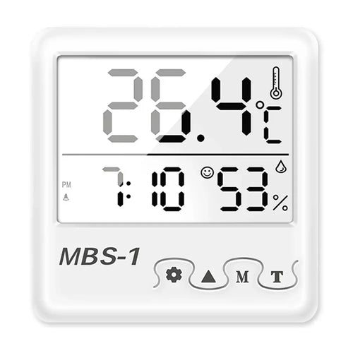 MBS-1 Digital Thermometer Hygrometer with Clock - Indoor Temperature Humidity Monitor - 1