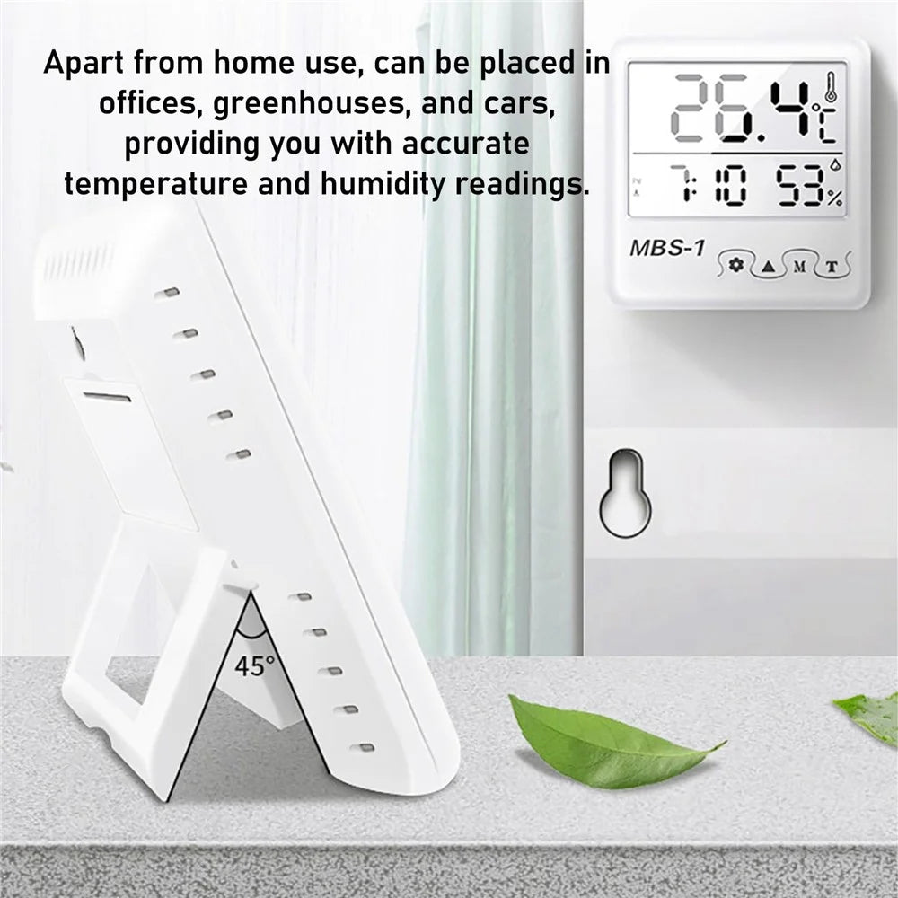 MBS-1 Digital Thermometer Hygrometer with Clock - Indoor Temperature Humidity Monitor - 3