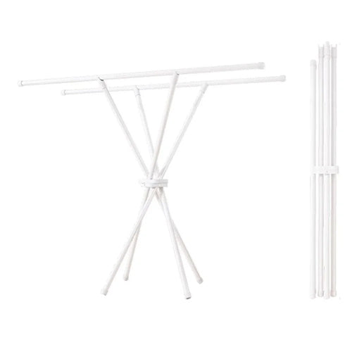 Foldable Clothes Drying Rack Carbon Steel Balcony Bedroom Indoor Free Standing Laundry Hanger Rod - 1