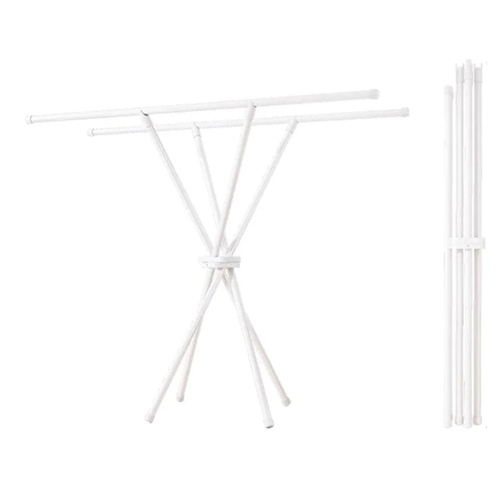 Foldable Clothes Drying Rack Carbon Steel Balcony Bedroom Indoor Free Standing Laundry Hanger Rod - 1