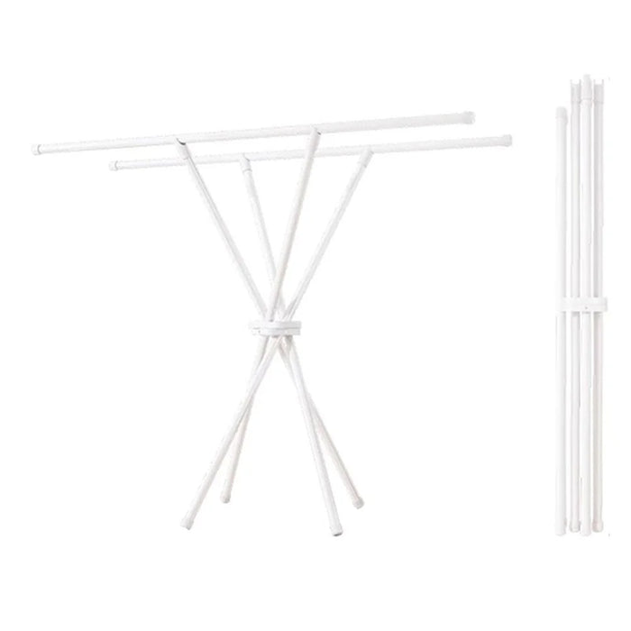 Foldable Clothes Drying Rack Carbon Steel Balcony Bedroom Indoor Free Standing Laundry Hanger Rod - 1