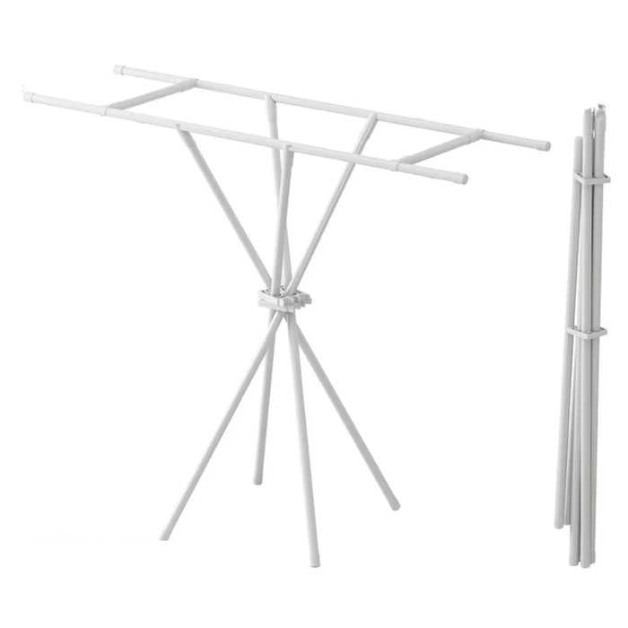 Foldable Clothes Drying Rack Carbon Steel + ABS Quilt Shelf with 2 Bars for Balcony and Bedroom - 1
