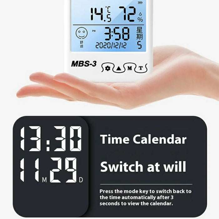 MBS-3 Electronic Thermometer Hygrometer Indoor High-Precision Digital Display Alarm Clock - 4