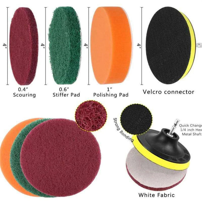 7Pcs / Set Electric Drill Brush Scouring Pad Cleaning Polishing Electric Drill Brush Heads - 7