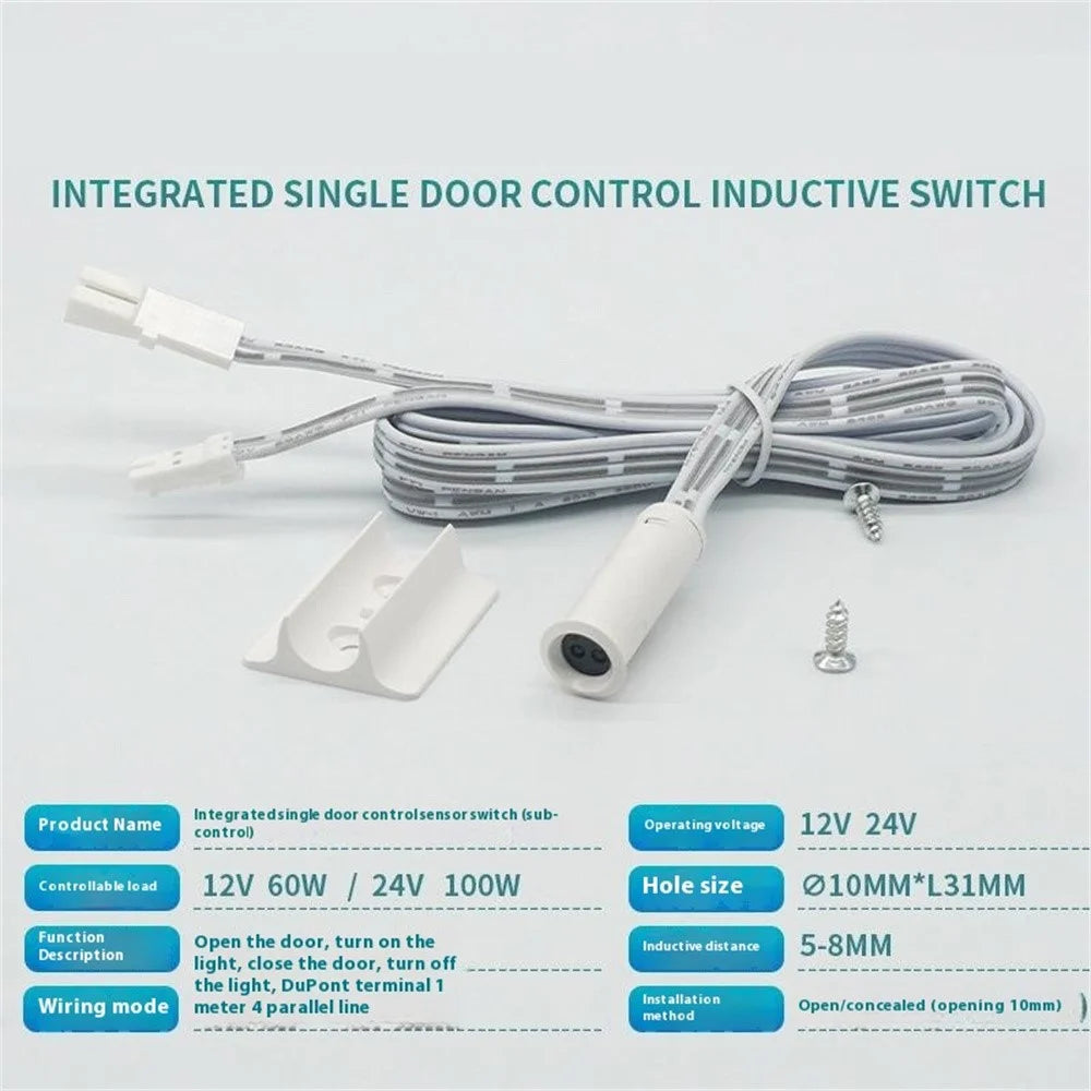 Integrated 12V-24V Light Switch with Door Control for Cabinet / Cupboard Lighting - 6
