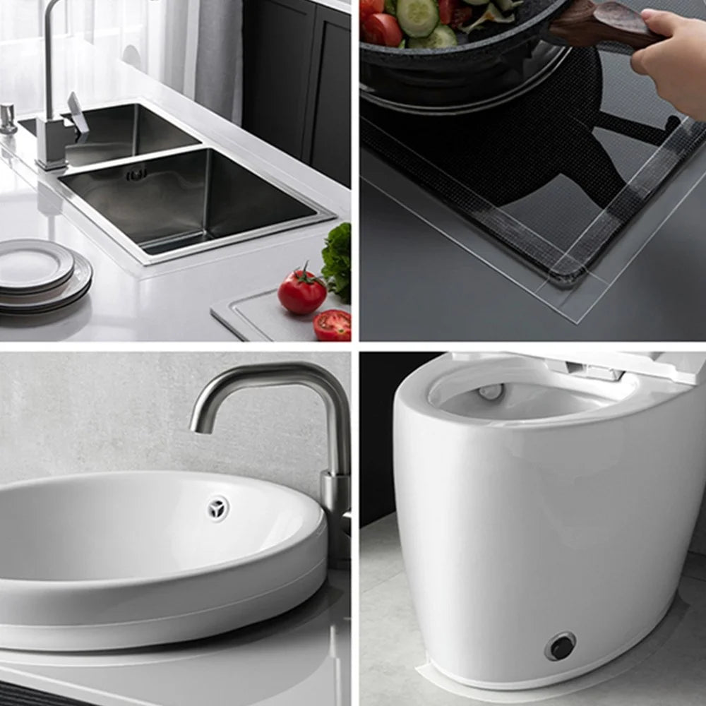 0.3mm Thick Kitchen Sink Mildew-Proof Tape Transparent Single-Sided Waterproof Anti-Oil Seam Sticker, 3cmx3m - 5