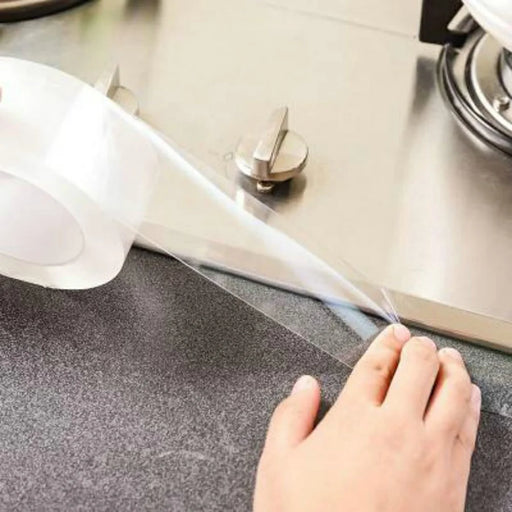 0.8mm Thick Kitchen Sink Mildew-Proof Tape Transparent Single-Sided Waterproof Anti-Oil Seam Sticker, 3cmx3m - 2
