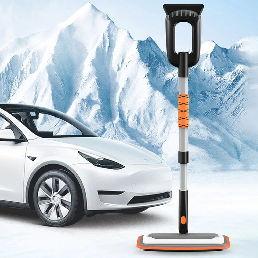 Car Snow Brush Ice Scraper 3 in 1 Extendable Aluminum Alloy Winter Snow Removal Tool - Orange - 2