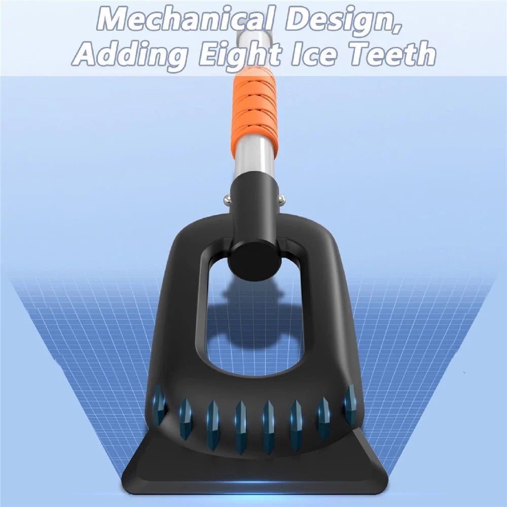 Car Snow Brush Ice Scraper 3 in 1 Extendable Aluminum Alloy Winter Snow Removal Tool - Orange - 6
