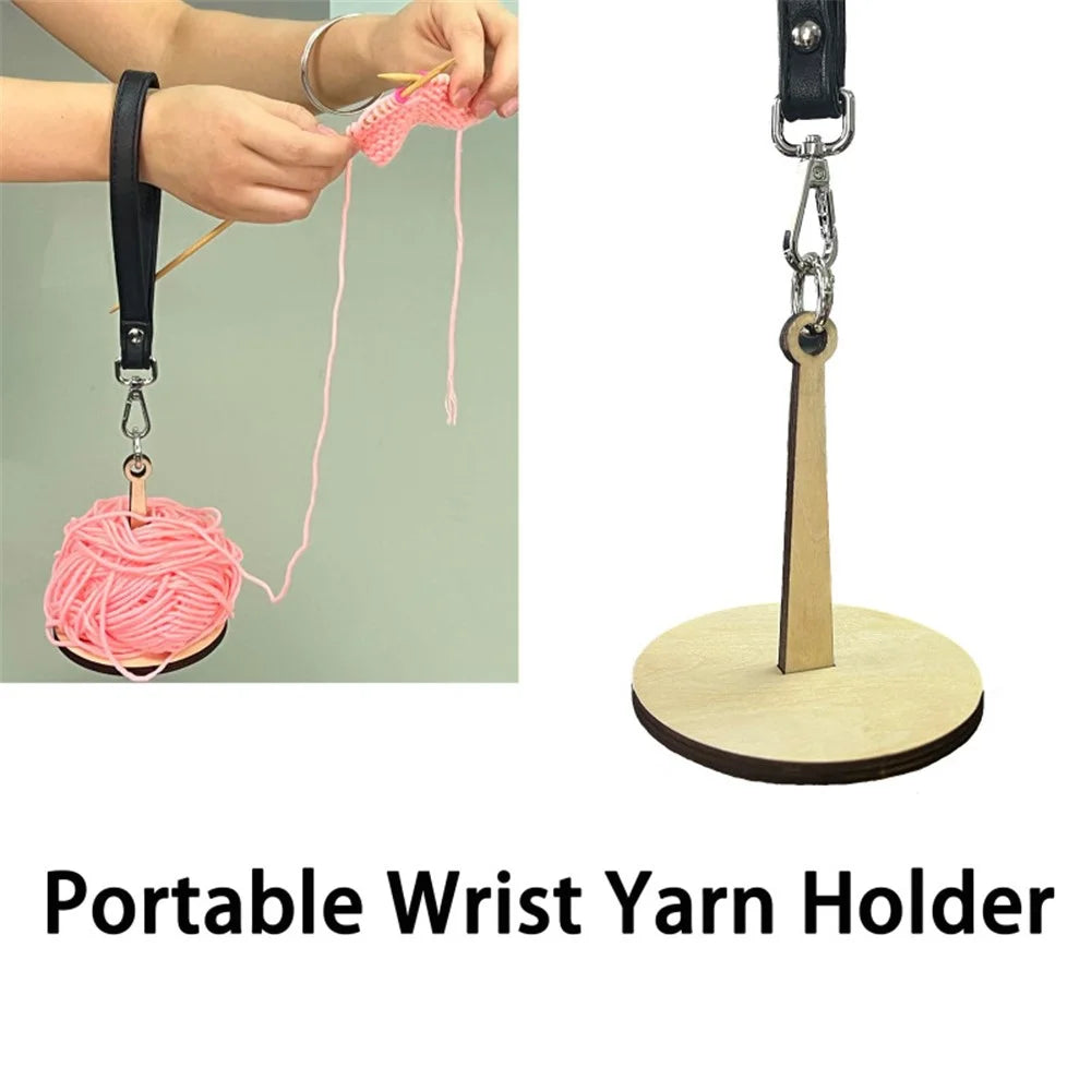 5Pcs Portable Wooden Wrist Yarn Holder Knitting Crochet Tool Anti Tangle Yarn Organizer - 5