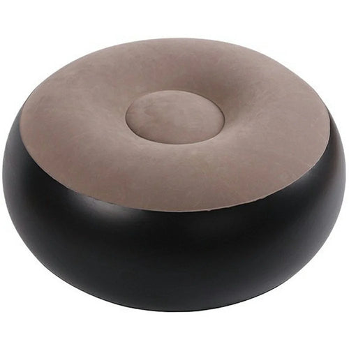 Portable Inflatable Stool Chair Thick Flocked Round Footrest Outdoor Travel Air Seat - Grey - 1