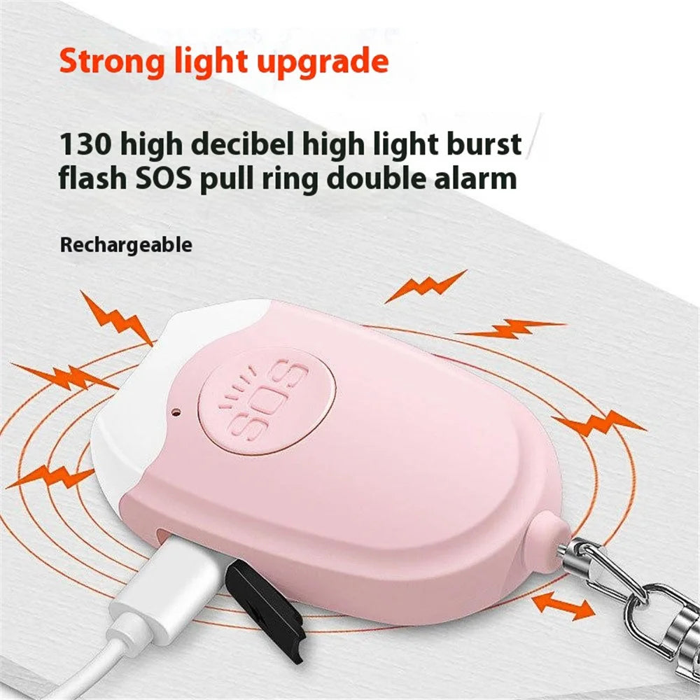 GP100 Personal Alarm Flashlight Portable Self-Defense 130dB Loud Alert Hanging Keychain - Pink - 2