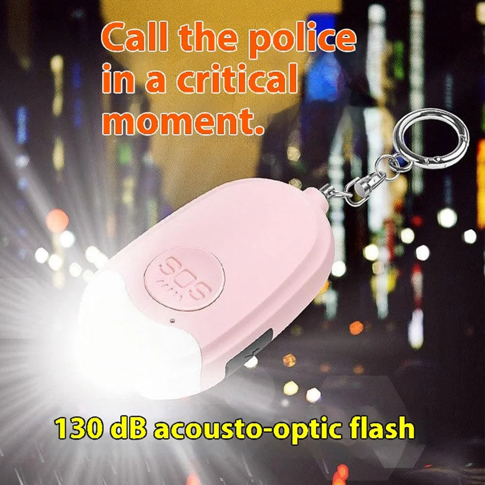 GP100 Personal Alarm Flashlight Portable Self-Defense 130dB Loud Alert Hanging Keychain - Pink - 3