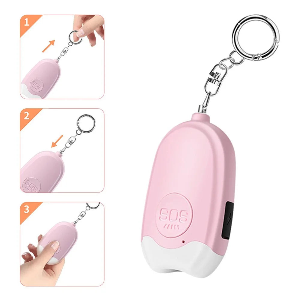 GP100 Personal Alarm Flashlight Portable Self-Defense 130dB Loud Alert Hanging Keychain - Pink - 5