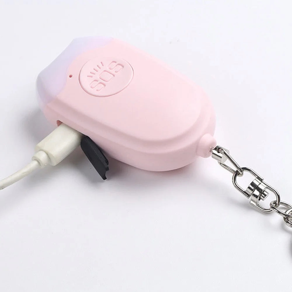 GP100 Personal Alarm Flashlight Portable Self-Defense 130dB Loud Alert Hanging Keychain - Pink - 6