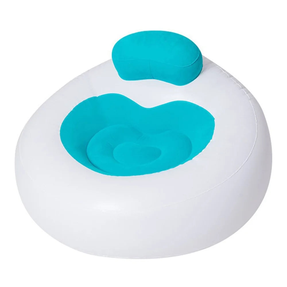 Living Room Inflatable Flocked Heart-Shape Lounger Selfie Prop Portable Air Chair Single Sofa - Blue - 1