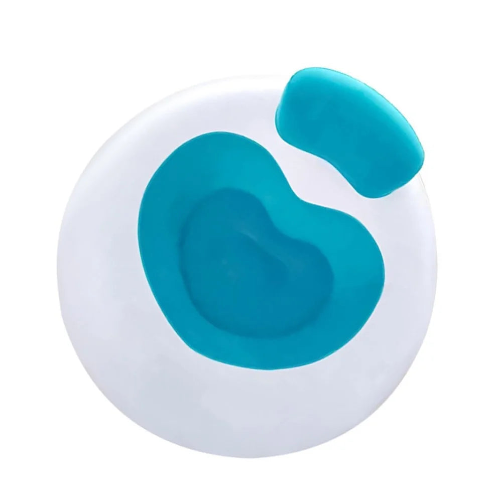 Living Room Inflatable Flocked Heart-Shape Lounger Selfie Prop Portable Air Chair Single Sofa - Blue - 2