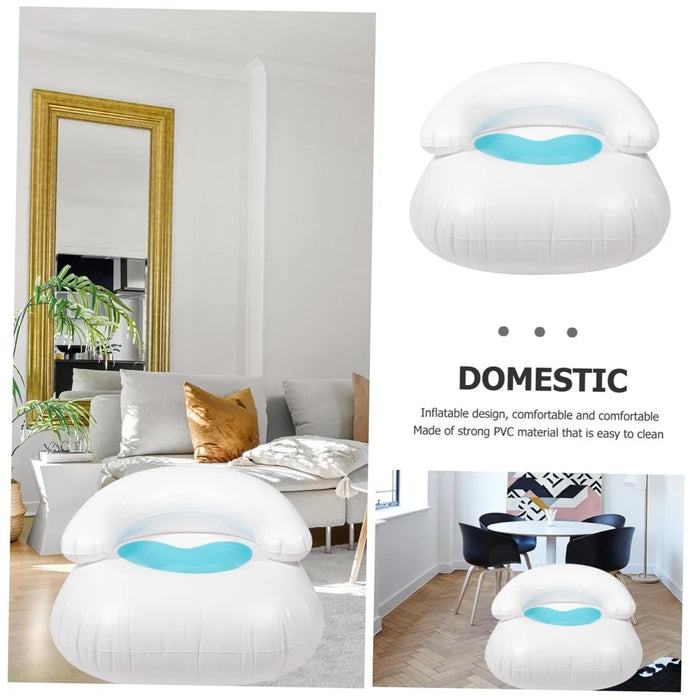 Inflatable Heart Shaped Living Room Leisure Flocked Sofa Single Chair with Backrest - Blue - 4