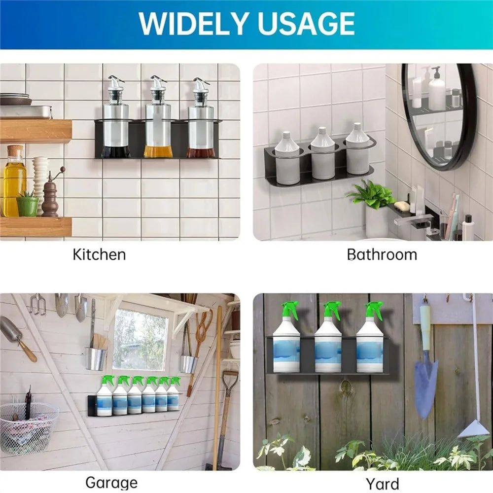 3-Slot Wall Mounted Spray Bottle Holder Heavy Duty Metal Storage Rack Paint Can Organizer For Garage Workshop - 5